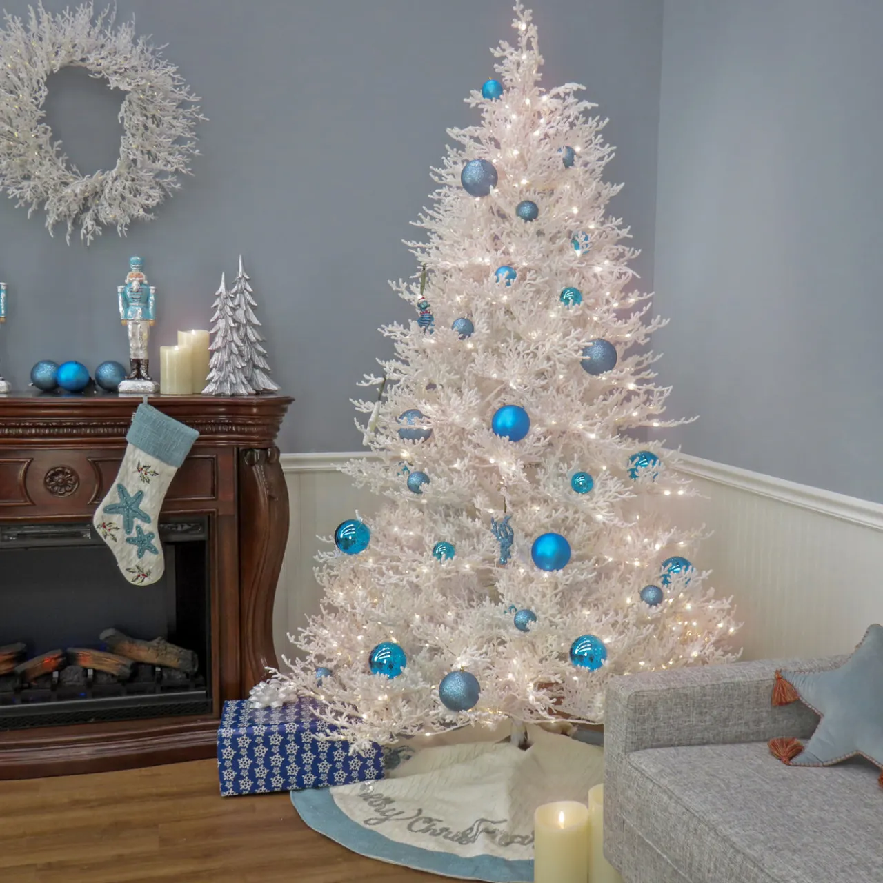 Sale National Tree Company 6.5 ft. Pre-Lit Sea Coral Tree with Warm White LED Lights