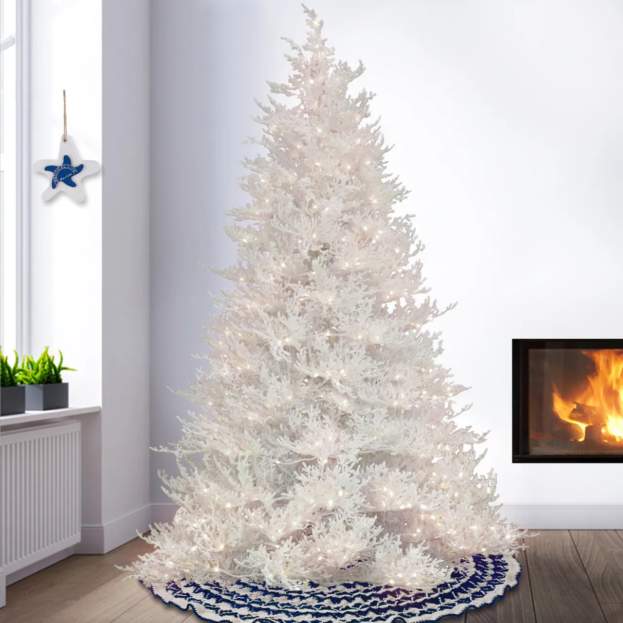 Discount National Tree Company 7.5 ft. Pre-Lit Sea Coral Tree with Warm White LED Lights