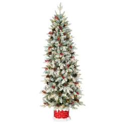 Online National Tree Company 5 ft. Pre-Lit Snowberry Pine Half Tree with Clear Lights