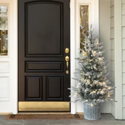 Sale National Tree Company 4.5 ft. Pre-Lit Snowy Alpine Fir Tree with LED Lights