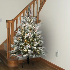Outlet National Tree Company 4.5 ft. Pre-Lit Snowy Bedford Pine Tree with Clear Lights