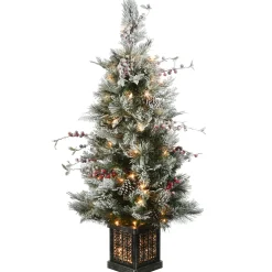 Outlet National Tree Company 4 ft. Pre-Lit Snowy Bedford Pine Tree with Clear Lights