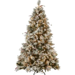 Clearance National Tree Company 7.5 ft. Pre-Lit Snowy Bedford Pine Tree with Clear Lights