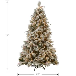 Clearance National Tree Company 7.5 ft. Pre-Lit Snowy Bedford Pine Tree with Clear Lights