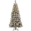 Sale National Tree Company 7.5 ft. Pre-Lit Snowy Bristle Pine Slim Tree with Clear Lights