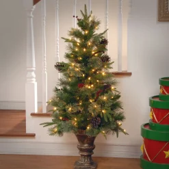 Discount National Tree Company 4 ft. Pre-Lit Snowy Bristle Berry Tree with Clear Lights