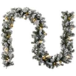 Discount National Tree Company 9 ft. Pre-Lit Snowy Camden Garland with Clear Lights