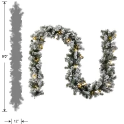 Discount National Tree Company 9 ft. Pre-Lit Snowy Camden Garland with Clear Lights