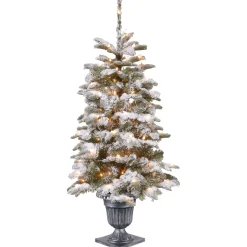 Best National Tree Company 4 ft. Pre-Lit Snowy Camden Tree with Clear Lights