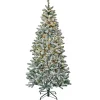 Discount National Tree Company 6.5 ft. Pre-Lit Snowy Chatham Slim Tree with Warm White LED Lights