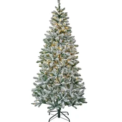 Discount National Tree Company 6.5 ft. Pre-Lit Snowy Chatham Slim Tree with Warm White LED Lights