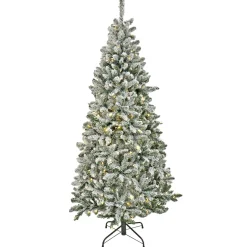 Outlet National Tree Company 6.5 ft. Pre-Lit Snowy Chatham Slim Tree with PowerConnect Dual Color LED Lights