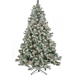 Outlet National Tree Company 9 ft. Pre-Lit Snowy Crestview Tree with Clear Lights