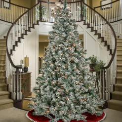 Outlet National Tree Company 9 ft. Pre-Lit Snowy Crestview Tree with Clear Lights
