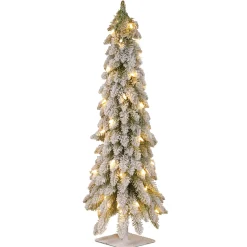 Sale National Tree Company 3 ft. Pre-Lit Snowy Downswept Forest Tree with Clear Lights