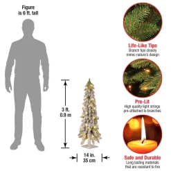 Sale National Tree Company 3 ft. Pre-Lit Snowy Downswept Forest Tree with Clear Lights