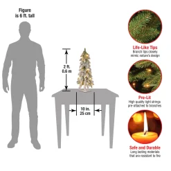 Outlet National Tree Company 2 ft. Pre-Lit Snowy Downswept Forest Tree with Clear Lights