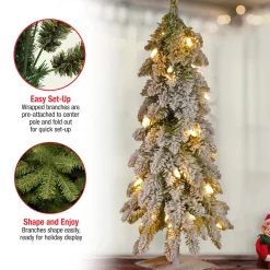 Outlet National Tree Company 2 ft. Pre-Lit Snowy Downswept Forest Tree with Clear Lights