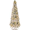 National Tree Company 5 ft. Pre-Lit Snowy Downswept Forest Slim Tree with Clear Lights
