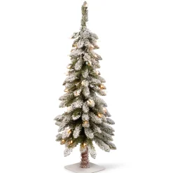 Clearance National Tree Company 3 ft. Pre-Lit Snowy Downswept Forestree Tree with Clear Lights