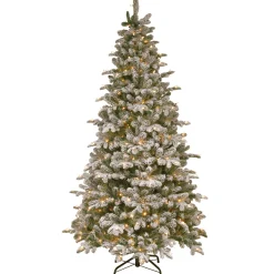 Online National Tree Company 7.5 ft. Pre-Lit Snowy Everest Fir Medium Tree with Clear Lights