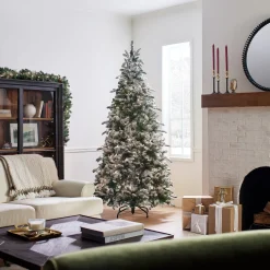 Online National Tree Company 7.5 ft. Pre-Lit Snowy Everest Fir Medium Tree with Clear Lights