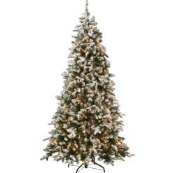 Clearance National Tree Company 9 ft. Pre-Lit Snowy Everest Fir Medium Tree with Clear Lights