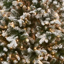 Clearance National Tree Company 9 ft. Pre-Lit Snowy Everest Fir Medium Tree with Clear Lights