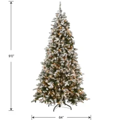 Clearance National Tree Company 9 ft. Pre-Lit Snowy Everest Fir Medium Tree with Clear Lights
