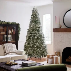 Clearance National Tree Company 9 ft. Pre-Lit Snowy Everest Fir Medium Tree with Clear Lights
