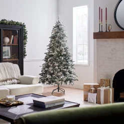 Best National Tree Company 6.5 ft. Pre-Lit Snowy Everest Fir Medium Tree with Clear Lights