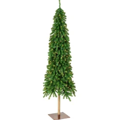 Clearance National Tree Company 6.5 ft. Pre-Lit Snowy Grand Alpine Pencil Slim Tree with Clear Lights