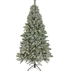 Hot National Tree Company 7.5 ft. Pre-Lit Snowy Harwich Tree with PowerConnect Warm White LED Lights