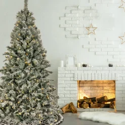 Outlet National Tree Company 6.5 ft. Pre-Lit Snowy Harwich Tree with Dual Color LED Lights