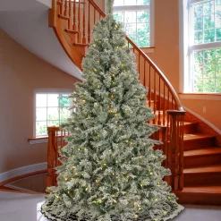 Sale National Tree Company 9 ft. Pre-Lit Snowy Harwich Tree with PowerConnect Dual Colored LED Lights