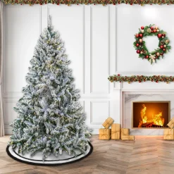 Outlet National Tree Company 9 ft. Pre-Lit Snowy Hudson Hinged Tree with PowerConnect Dual Color LED Lights