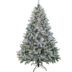 Best National Tree Company 7.5 ft. Pre-Lit Snowy Hudson Tree with PowerConnect Dual Colored Color LED Lights