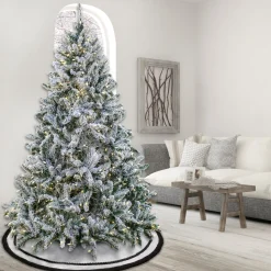 Best National Tree Company 7.5 ft. Pre-Lit Snowy Hudson Tree with PowerConnect Dual Colored Color LED Lights