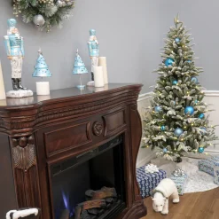 Sale National Tree Company 6 ft. Pre-Lit Snowy Libby Fir Tree with LED Lights