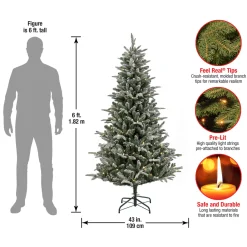 Sale National Tree Company 6 ft. Pre-Lit Snowy Libby Fir Tree with LED Lights