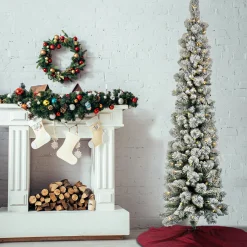 Sale National Tree Company 7 ft. Pre-Lit Snowy Methow Pencil Slim Tree with LED Lights