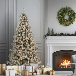 Clearance National Tree Company 6.5 ft. Pre-Lit Snowy Mixed Pine Tree with Clear Lights