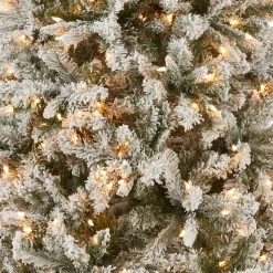 Clearance National Tree Company 6.5 ft. Pre-Lit Snowy Mixed Pine Tree with Clear Lights