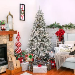 Clearance National Tree Company 6.5 ft. Pre-Lit Snowy Mixed Pine Tree with Clear Lights