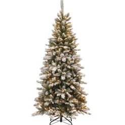 Clearance National Tree Company 7.5 ft. Pre-Lit Snowy Mountain Pine Slim Tree with Clear Lights