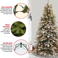 Clearance National Tree Company 7.5 ft. Pre-Lit Snowy Mountain Pine Slim Tree with Clear Lights