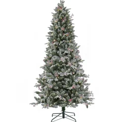 Outlet National Tree Company 7.5 ft. Pre-Lit Snowy Poechmann Fir Tree with LED Lights