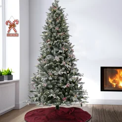 Outlet National Tree Company 7.5 ft. Pre-Lit Snowy Poechmann Fir Tree with LED Lights