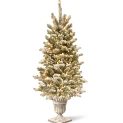 Best National Tree Company 4 ft. Pre-Lit Snowy Sheffield Spruce Tree with Twinkly LED Lights
