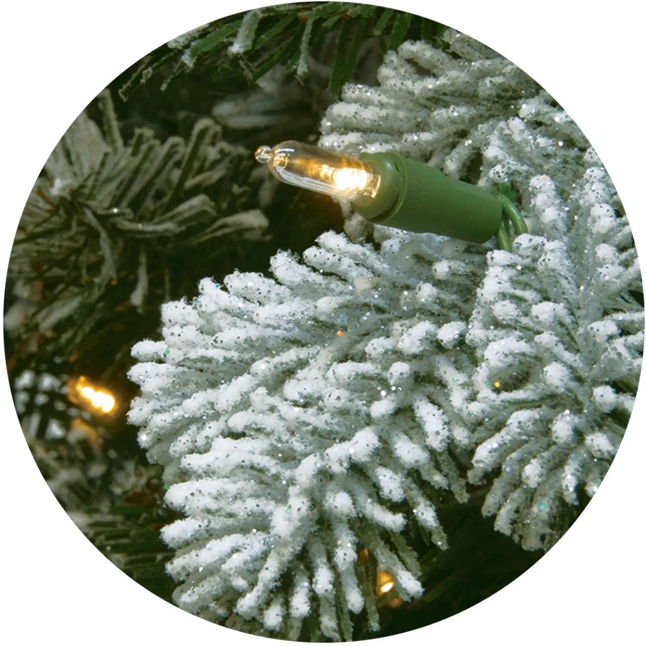Hot National Tree Company 9 ft. Pre-Lit Snowy Sheffield Spruce Garland with Clear Lights